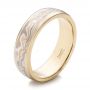 18k Yellow Gold And 14K Gold 18k Yellow Gold And 14K Gold Custom Men's Mokume Wedding Band - Three-Quarter View -  101261 - Thumbnail