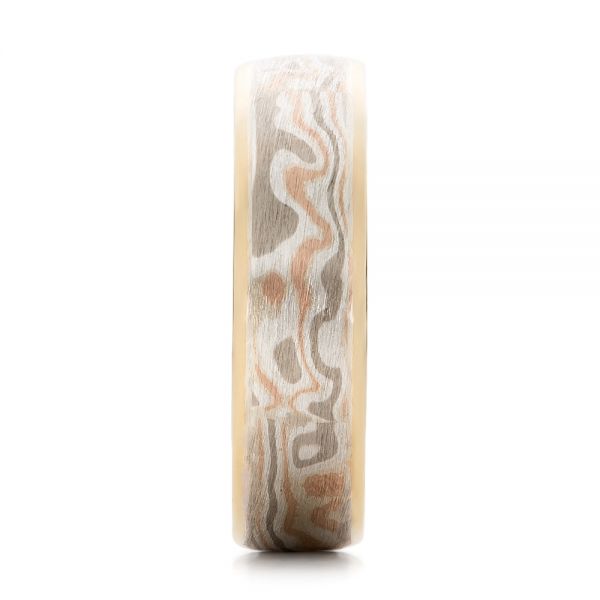18k Yellow Gold And 14K Gold 18k Yellow Gold And 14K Gold Custom Men's Mokume Wedding Band - Side View - 101261