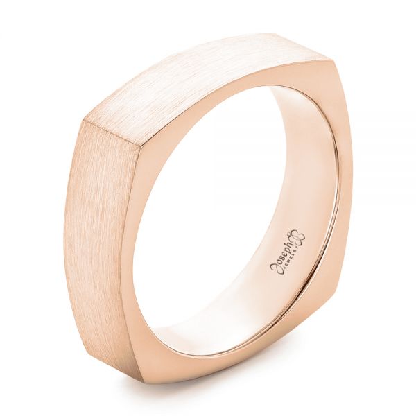 18k Rose Gold 18k Rose Gold Custom Men's Squared Wedding Band - Three-Quarter View -  102398