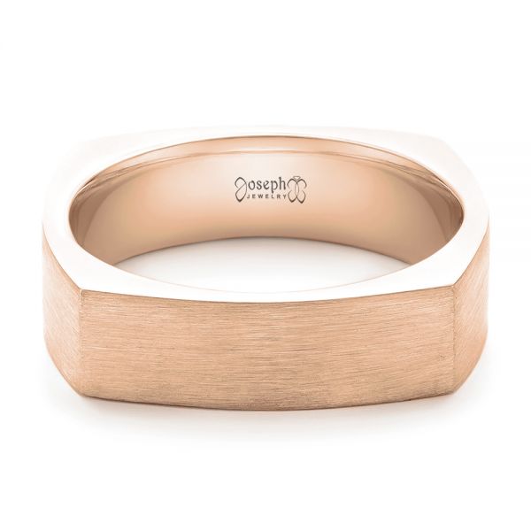 14k Rose Gold 14k Rose Gold Custom Men's Squared Wedding Band - Flat View - 102398