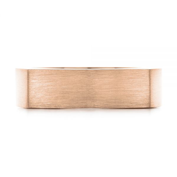 14k Rose Gold 14k Rose Gold Custom Men's Squared Wedding Band - Top View - 102398