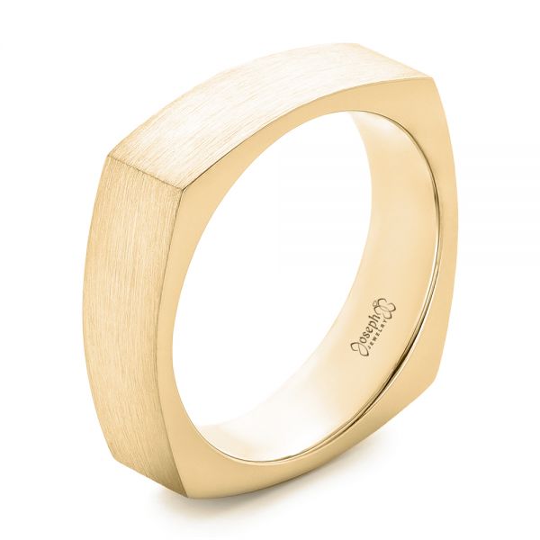 14k Yellow Gold 14k Yellow Gold Custom Men's Squared Wedding Band - Three-Quarter View -  102398