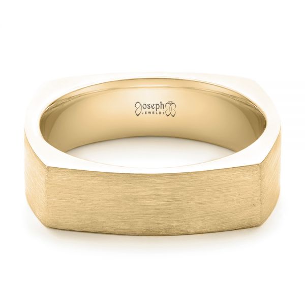 14k Yellow Gold 14k Yellow Gold Custom Men's Squared Wedding Band - Flat View - 102398
