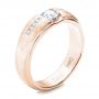 14k Rose Gold 14k Rose Gold Custom Men's Tension Set Diamond Wedding Band - Three-Quarter View -  101220 - Thumbnail