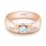 18k Rose Gold 18k Rose Gold Custom Men's Tension Set Diamond Wedding Band - Flat View -  101220 - Thumbnail