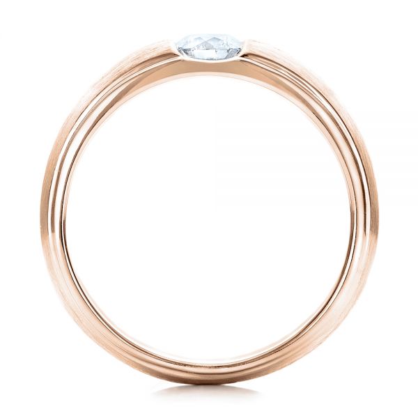 18k Rose Gold 18k Rose Gold Custom Men's Tension Set Diamond Wedding Band - Front View - 101220
