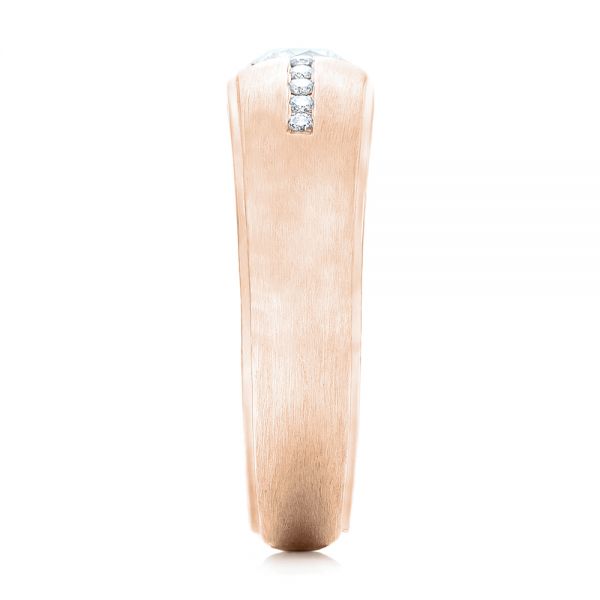 18k Rose Gold 18k Rose Gold Custom Men's Tension Set Diamond Wedding Band - Side View - 101220