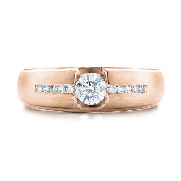 14k Rose Gold Custom Men s Tension Set Diamond Wedding Band
