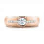 18k Rose Gold 18k Rose Gold Custom Men's Tension Set Diamond Wedding Band - Top View -  101220 - Thumbnail