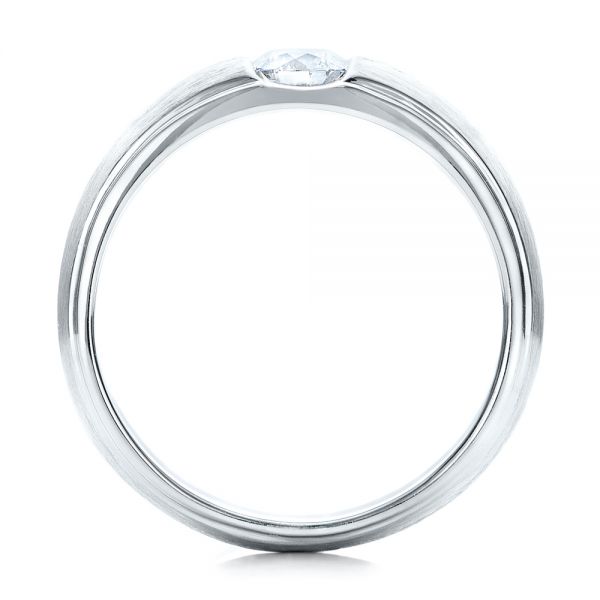 14k White Gold 14k White Gold Custom Men's Tension Set Diamond Wedding Band - Front View -  101220