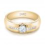 14k Yellow Gold 14k Yellow Gold Custom Men's Tension Set Diamond Wedding Band - Flat View -  101220 - Thumbnail