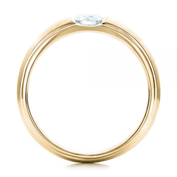 14k Yellow Gold 14k Yellow Gold Custom Men's Tension Set Diamond Wedding Band - Front View - 101220