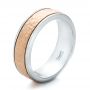  18K Gold And 14k Rose Gold 18K Gold And 14k Rose Gold Custom Men's Two-tone Hammered Finish Wedding Band - Three-Quarter View -  100641 - Thumbnail