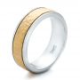  Platinum And 14k Yellow Gold Platinum And 14k Yellow Gold Custom Men's Two-tone Hammered Finish Wedding Band - Three-Quarter View -  100641 - Thumbnail