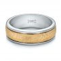  18K Gold And 18k Yellow Gold Custom Men's Two-tone Hammered Finish Wedding Band - Flat View -  100641 - Thumbnail