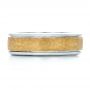  18K Gold And 18k Yellow Gold Custom Men's Two-tone Hammered Finish Wedding Band - Top View -  100641 - Thumbnail