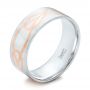  Platinum And 14k Rose Gold Custom Men's Two-tone Inlayed Band - Three-Quarter View -  101474 - Thumbnail