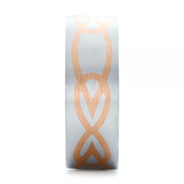 Platinum And 14k Rose Gold Custom Men's Two-tone Inlayed Band - Side View - 101474