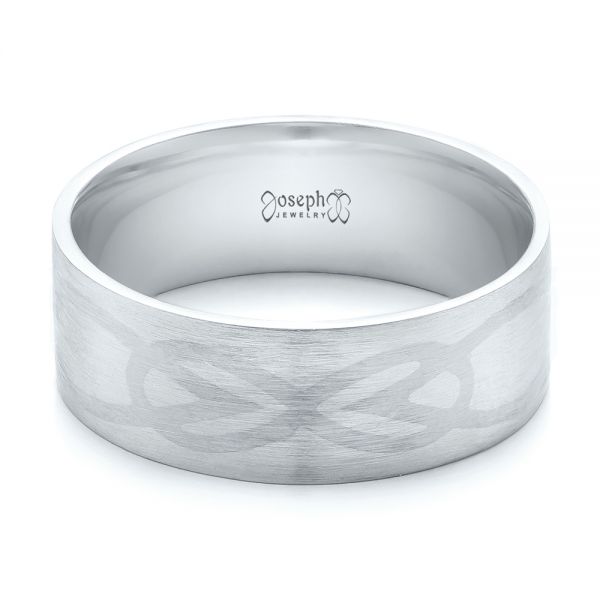  Platinum And 18k White Gold Platinum And 18k White Gold Custom Men's Two-tone Inlayed Band - Flat View -  101474