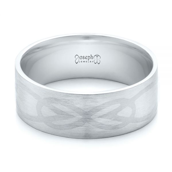 Platinum And 18k White Gold Platinum And 18k White Gold Custom Men's Two-tone Inlayed Band - Flat View - 101474