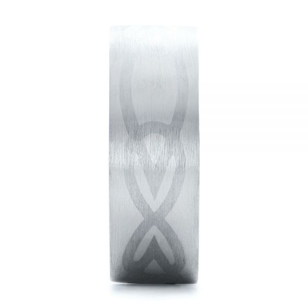 Platinum And 18k White Gold Platinum And 18k White Gold Custom Men's Two-tone Inlayed Band - Side View - 101474