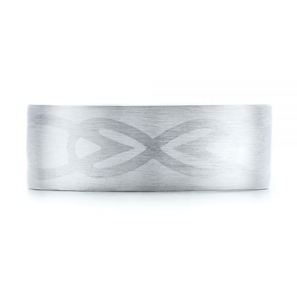 Platinum And 18k White Gold Platinum And 18k White Gold Custom Men's Two-tone Inlayed Band - Top View - 101474