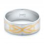  Platinum And 14k Yellow Gold Platinum And 14k Yellow Gold Custom Men's Two-tone Inlayed Band - Flat View -  101474 - Thumbnail