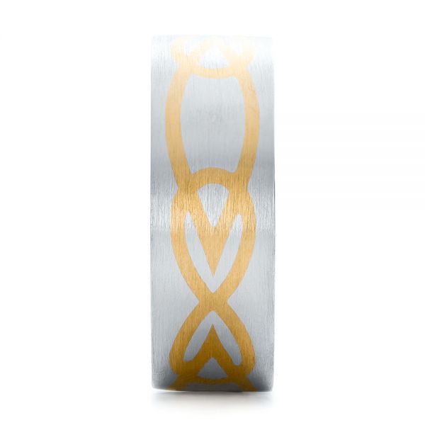 Platinum And 18k Yellow Gold Platinum And 18k Yellow Gold Custom Men's Two-tone Inlayed Band - Side View - 101474