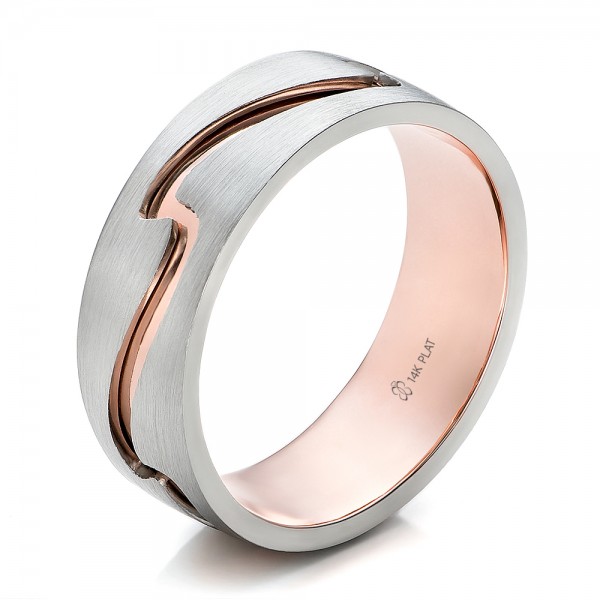 Custom Men s Two Tone Rose  Gold  and Platinum  Band 100819 