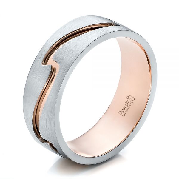  18K Gold And 14k Rose Gold 18K Gold And 14k Rose Gold Custom Men's Two-tone Band - Three-Quarter View -  100819