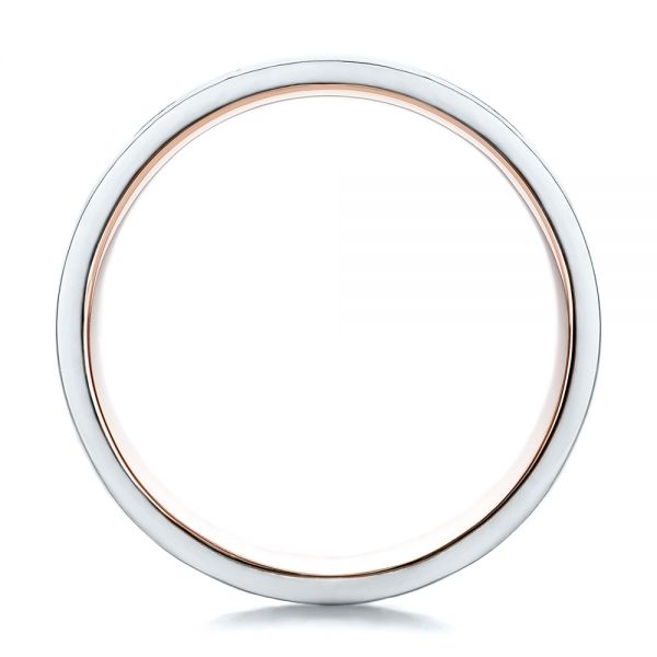 Platinum And 14k Rose Gold Custom Men's Two-tone Band - Front View - 100819