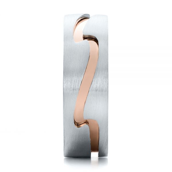 Platinum And 14k Rose Gold Custom Men's Two-tone Band - Side View - 100819