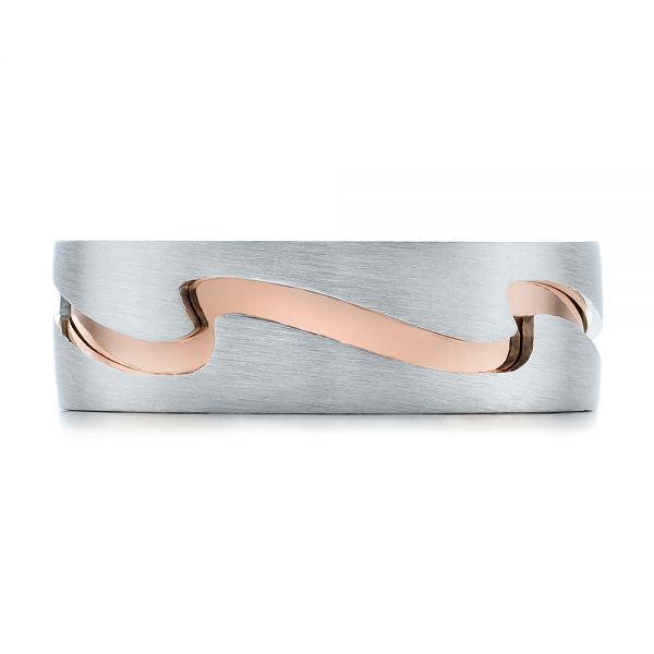  Platinum And 14k Rose Gold Custom Men's Two-tone Band - Top View -  100819