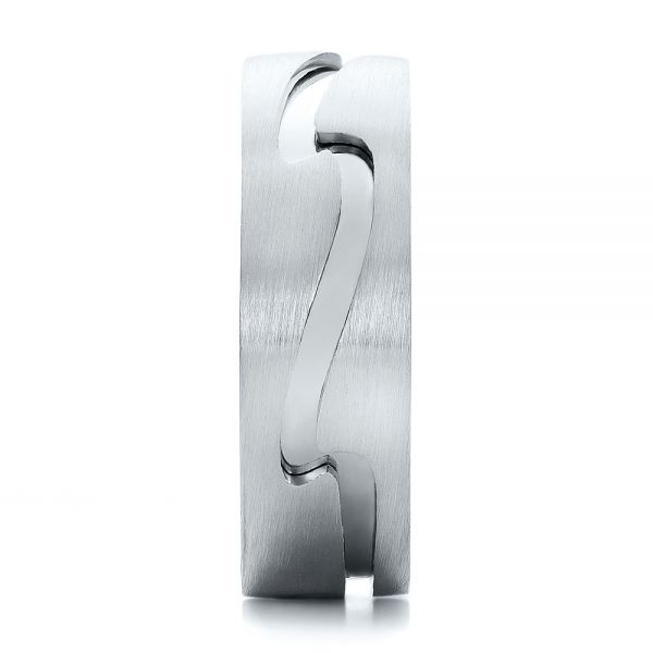  14K Gold And Platinum 14K Gold And Platinum Custom Men's Two-tone Band - Side View -  100819