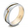  Platinum And 18k Yellow Gold Platinum And 18k Yellow Gold Custom Men's Two-tone Band - Three-Quarter View -  100819 - Thumbnail