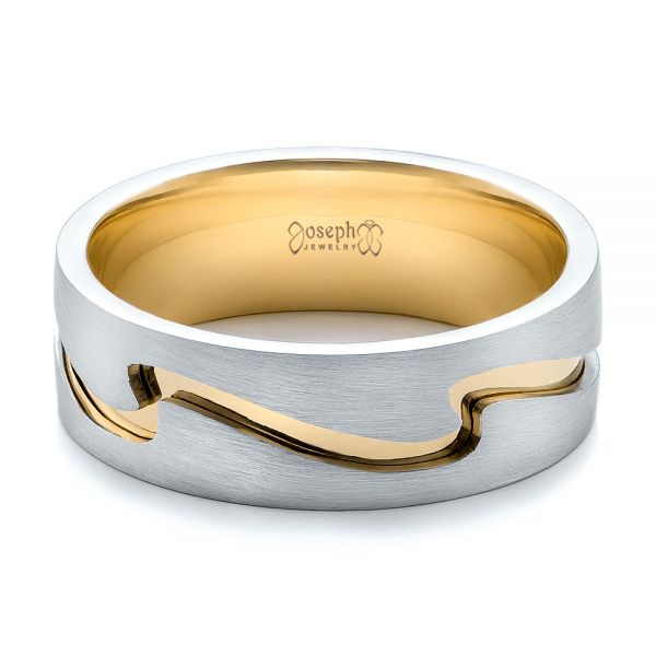  Platinum And 14k Yellow Gold Platinum And 14k Yellow Gold Custom Men's Two-tone Band - Flat View -  100819