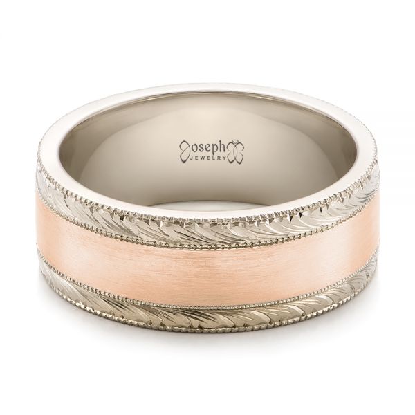 Platinum And 14k Rose Gold Platinum And 14k Rose Gold Custom Men's Two-tone Wedding Band - Flat View - 101664