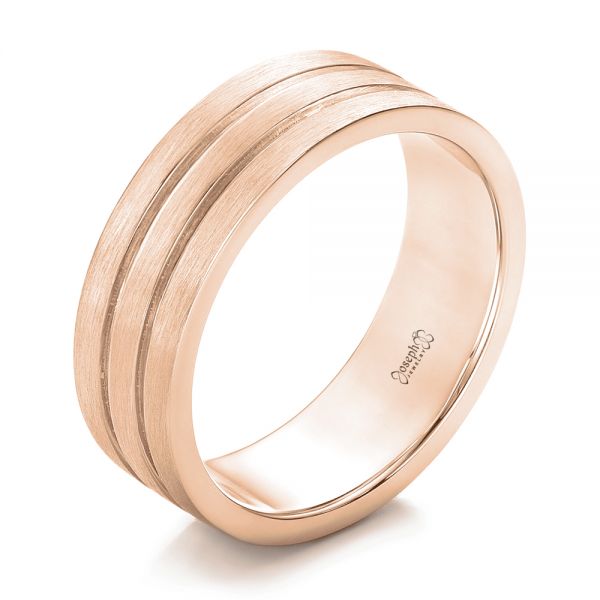 18k Rose Gold 18k Rose Gold Custom Men's Wedding Band - Three-Quarter View -  102365