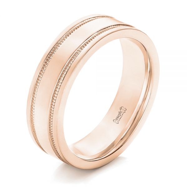 14k Rose Gold 14k Rose Gold Custom Men's Wedding Band - Three-Quarter View -  102423