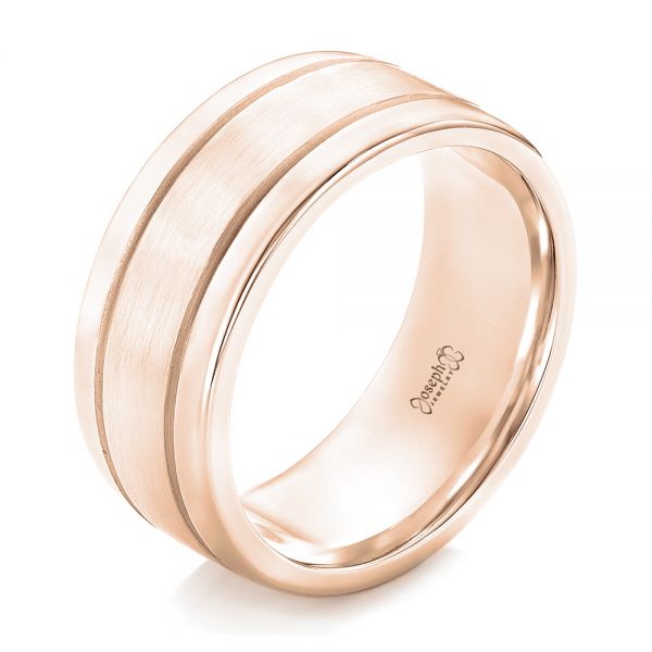 14k Rose Gold 14k Rose Gold Custom Men's Wedding Band - Three-Quarter View -  102538