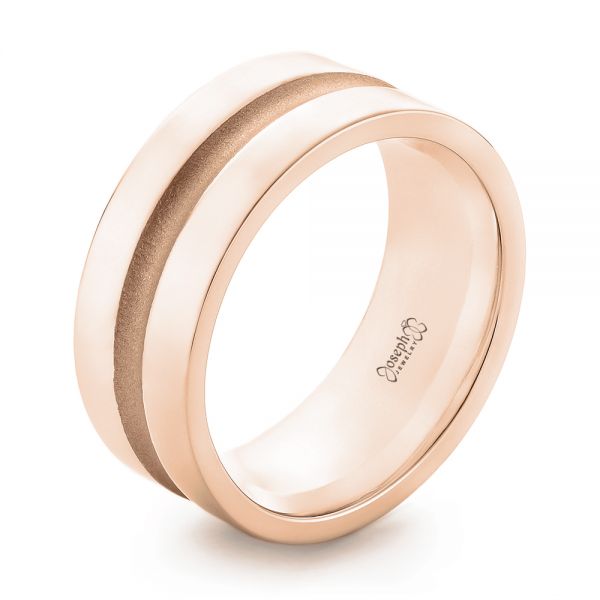 18k Rose Gold 18k Rose Gold Custom Men's Wedding Band - Three-Quarter View -  102925