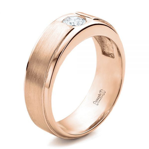 14k Rose Gold 14k Rose Gold Custom Men's Wedding Band - Three-Quarter View -  1439