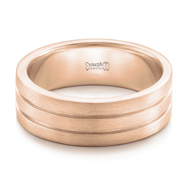 18k Rose Gold 18k Rose Gold Custom Men's Wedding Band - Flat View -  102365