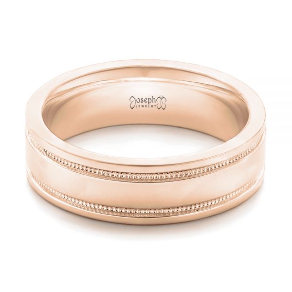 18k Rose Gold 18k Rose Gold Custom Men's Wedding Band - Flat View - 102423