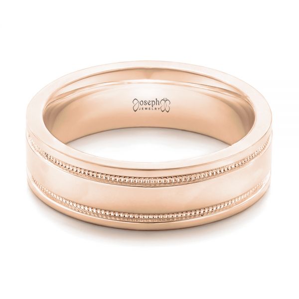 14k Rose Gold 14k Rose Gold Custom Men's Wedding Band - Flat View -  102423