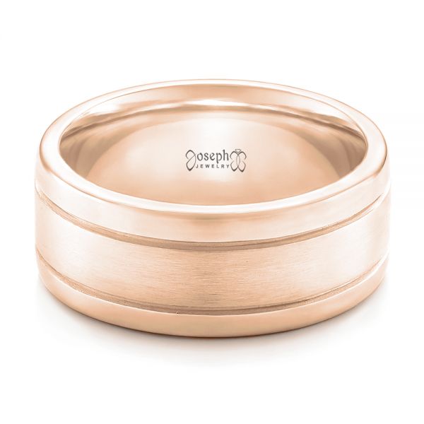14k Rose Gold 14k Rose Gold Custom Men's Wedding Band - Flat View - 102538