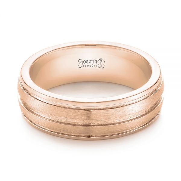 14k Rose Gold 14k Rose Gold Custom Men's Wedding Band - Flat View -  103547