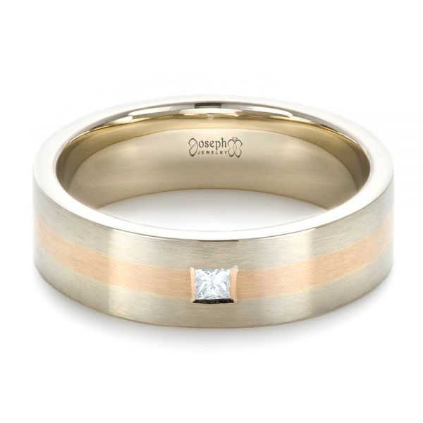  18K Gold And 18k Rose Gold 18K Gold And 18k Rose Gold Custom Men's Wedding Band - Flat View -  1417