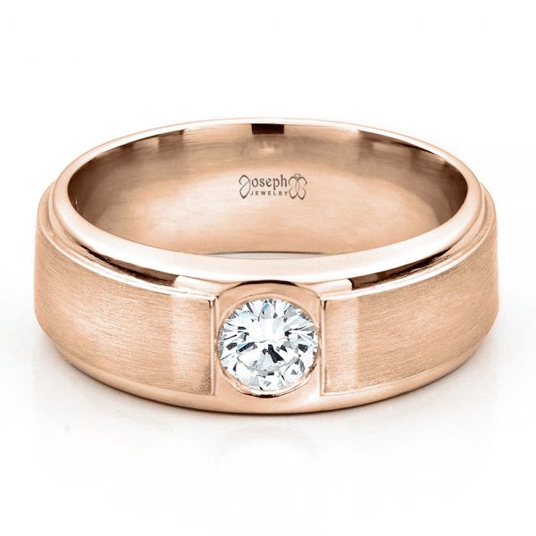 14k Rose Gold 14k Rose Gold Custom Men's Wedding Band - Flat View - 1439