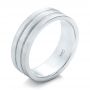 14k White Gold Custom Men's Wedding Band - Three-Quarter View -  102365 - Thumbnail